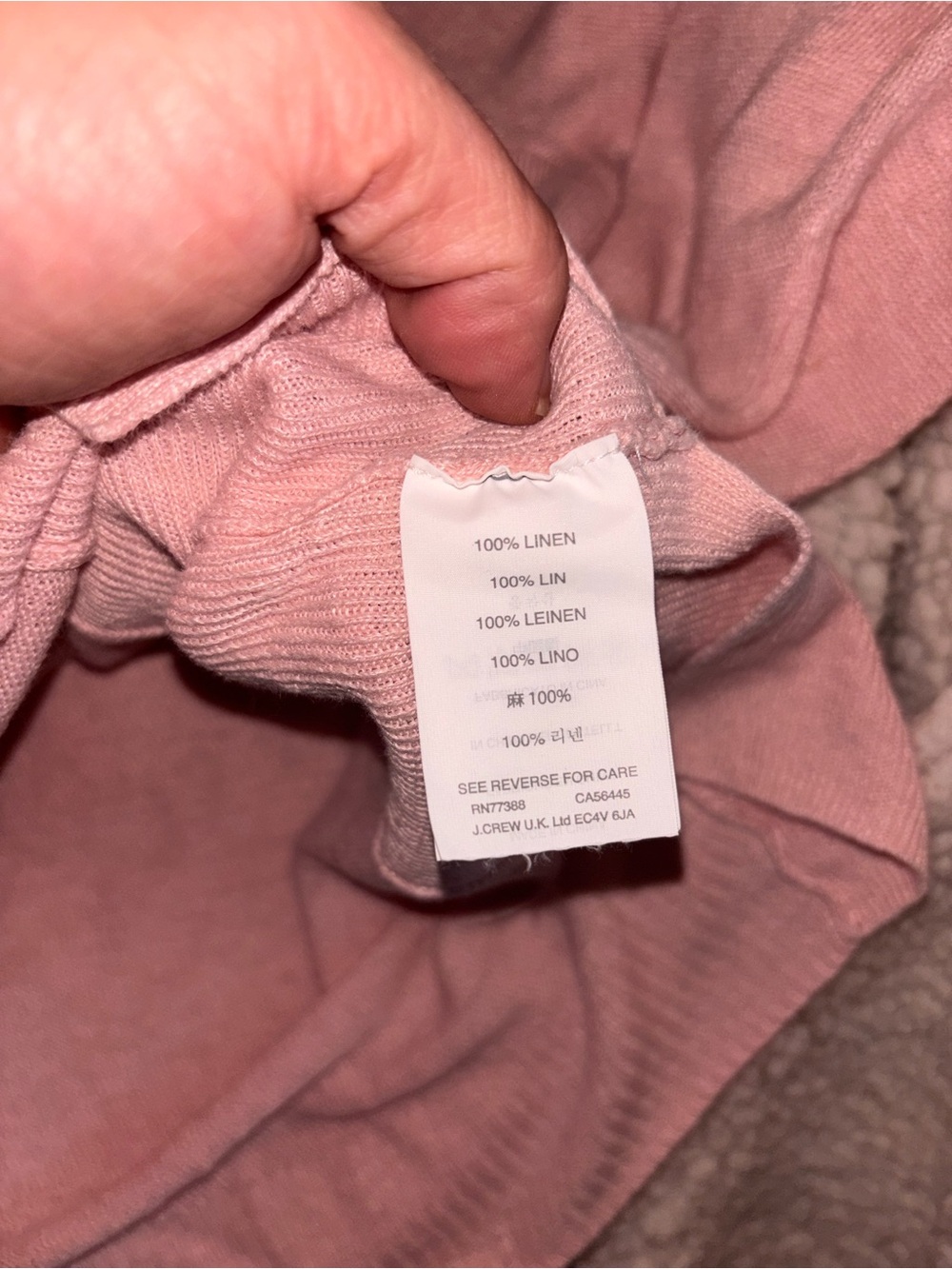 J.Crew 100% Linen Pink Crewneck Sweater Side Slits Size Large - Picture 4 of 5
